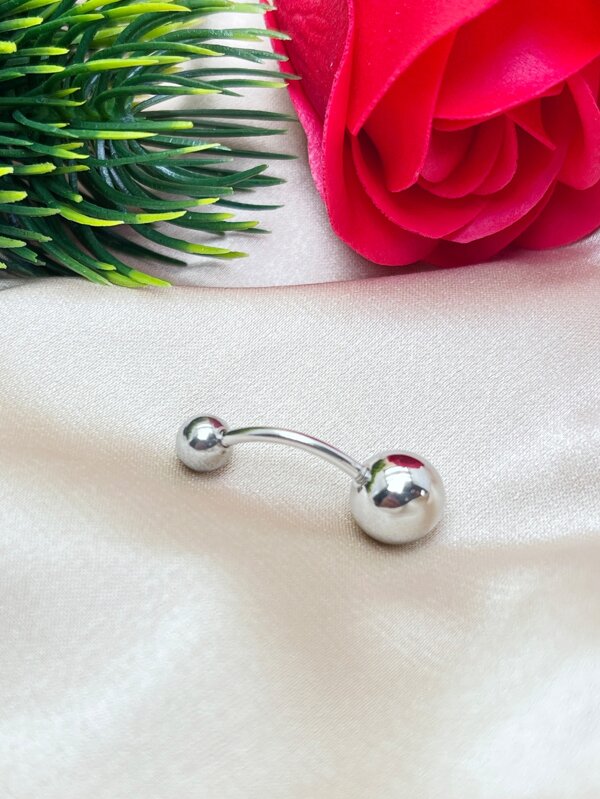 1 pieza Anillo de ombligo de decoración de bola de acero inoxidable Simple, regalo de joyería corporal para mujeres y niñas, joyería de acero inoxidable
