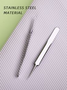 WOMEN'S LEGEND 專業面部除黑頭鑷子，1入組精密粉刺去除工具，適用於白頭粉刺、瑕疵粉刺、不銹鋼粉刺針 - 銀色 - 查看 5