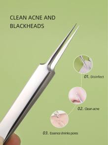 WOMEN'S LEGEND 專業面部除黑頭鑷子，1入組精密粉刺去除工具，適用於白頭粉刺、瑕疵粉刺、不銹鋼粉刺針 - 銀色 - 查看 6