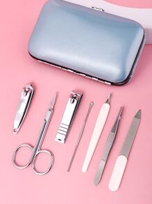 7入組便攜式指甲剪套裝，優質不銹鋼超鋒利素色弧形邊緣修剪器指甲和腳趾甲剪刀，帶指甲銼指甲剪套裝 - 彩色 - 查看 2