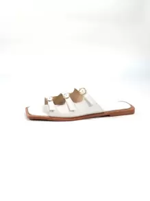 Women Buckle Decor Slide Sandals, Elegant Outdoor Flat Sandals