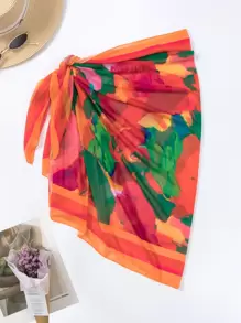 Swim Vcay Beach Outfits For Woman Allover Print Knot Side Cover Up Skirt,Summer Beach - Multicolor - View 4