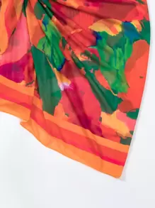 Swim Vcay Beach Outfits For Woman Allover Print Knot Side Cover Up Skirt,Summer Beach - Multicolor - View 5