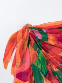 Swim Vcay Beach Outfits For Woman Allover Print Knot Side Cover Up Skirt,Summer Beach - Multicolor - View 6