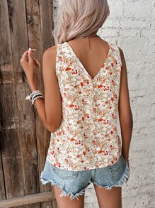 SHEIN Frenchy 花卉印花蕾絲拼接背心上衣 - 彩色 - 查看 2