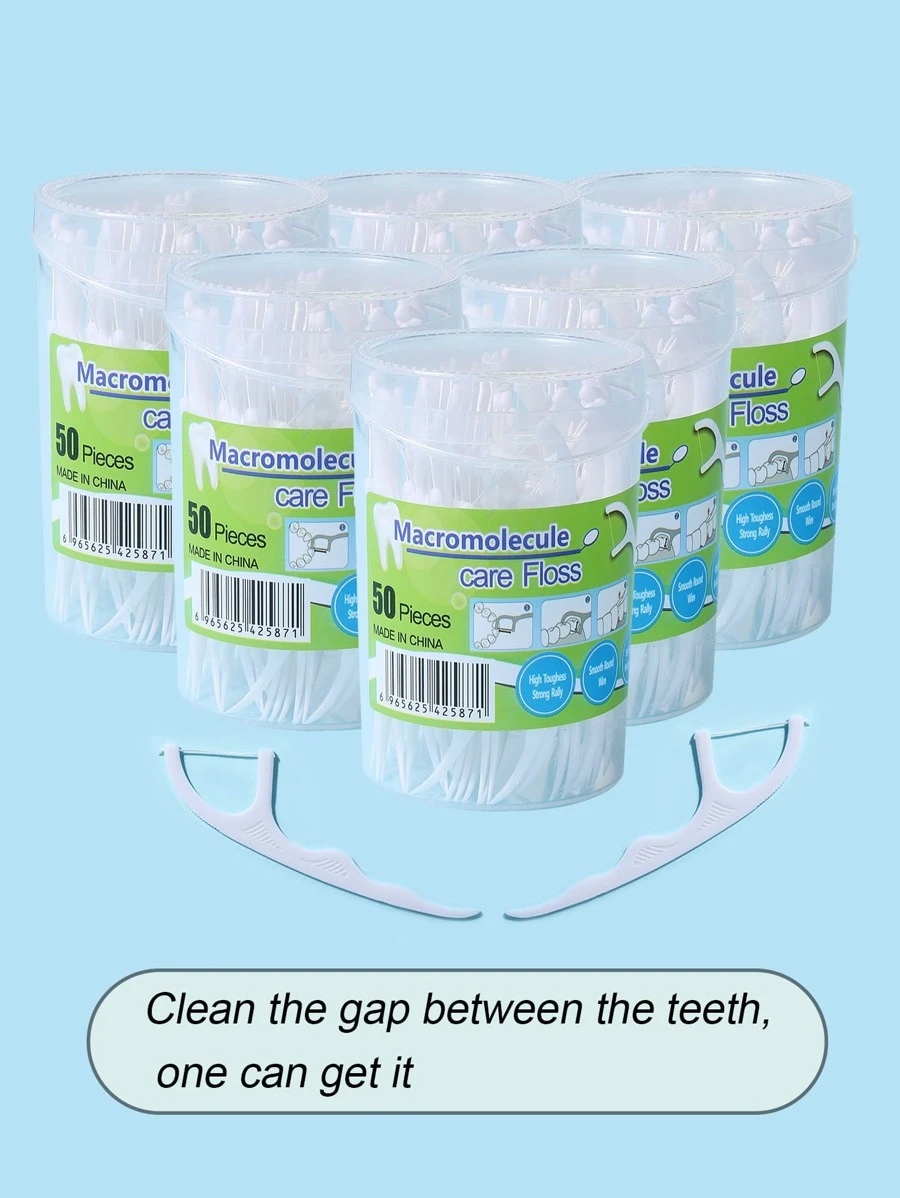 Hilo dental limpio para dientes, 50 piezas Hilo dental desechable de plástico limpio de viaje - Blanco - Ver 1