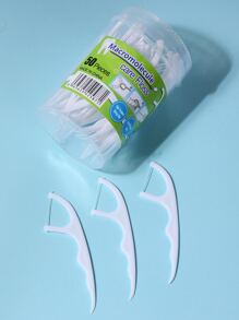 Hilo dental limpio para dientes, 50 piezas Hilo dental desechable de plástico limpio de viaje - Blanco - Ver 2