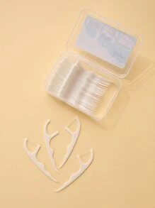 Clean Teeth Dental Floss Pick, 50pcs Clean Plastic Disposable Dental Floss Travel - White - View 2