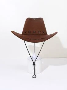 1 chiếc mũ Fedora Panama cao bồi miền Tây Unisex, mũ chống nắng bãi biển chống tia UV, thích hợp cho đi bộ đường dài, câu cá - Cà phê nâu - Xem 13