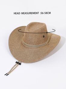 1pc Unisex Rope Decor Sun Protection Cowboy Hat, For Decoration - Khaki - View 4