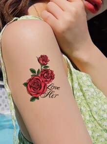 1 hoja Pegatina tatuaje con patrón floral