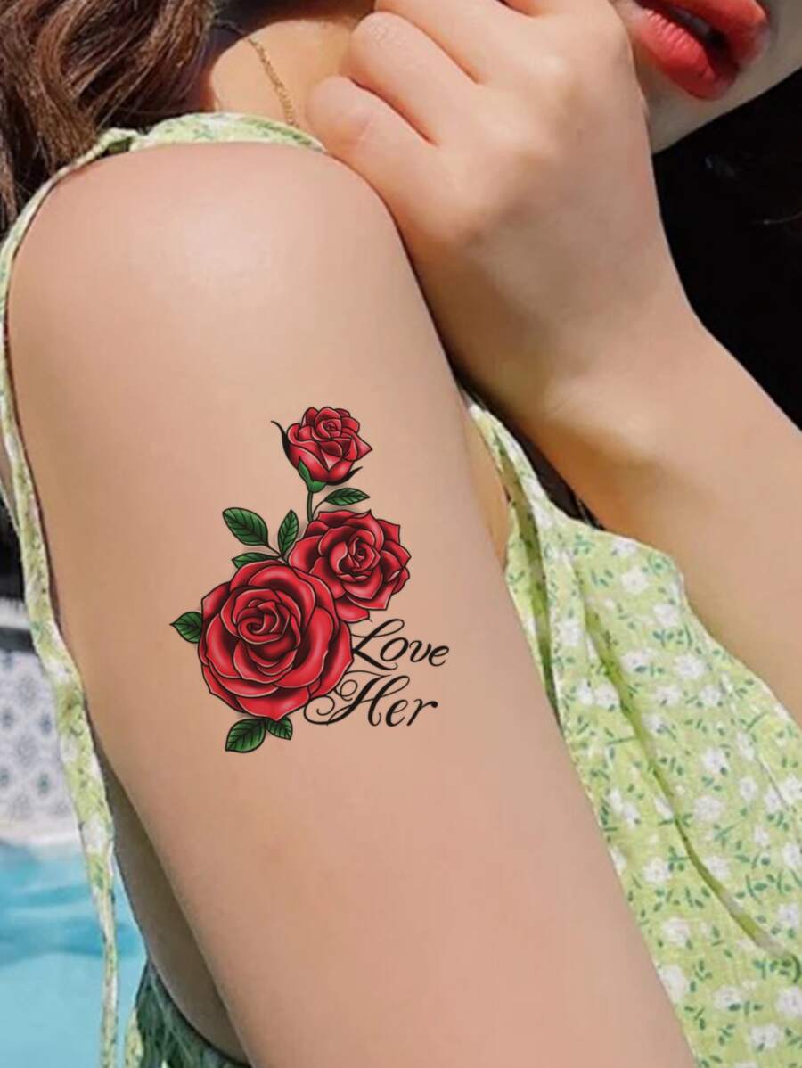 1 hoja Pegatina tatuaje con patrón floral