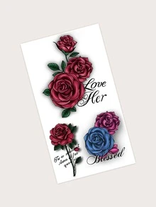 1 hoja Pegatina tatuaje con patrón floral