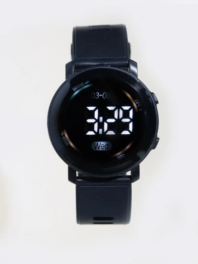 1 件男女通用时尚简约圆形表盘手表，运动休闲风格，防水手表，适合成人和学生