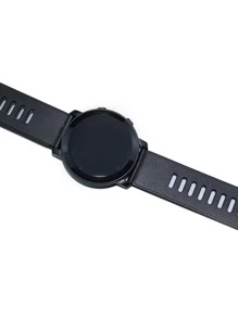 1 件男女通用时尚简约圆形表盘手表，运动休闲风格，防水手表，适合成人和学生 - 黑色 - 查看 2