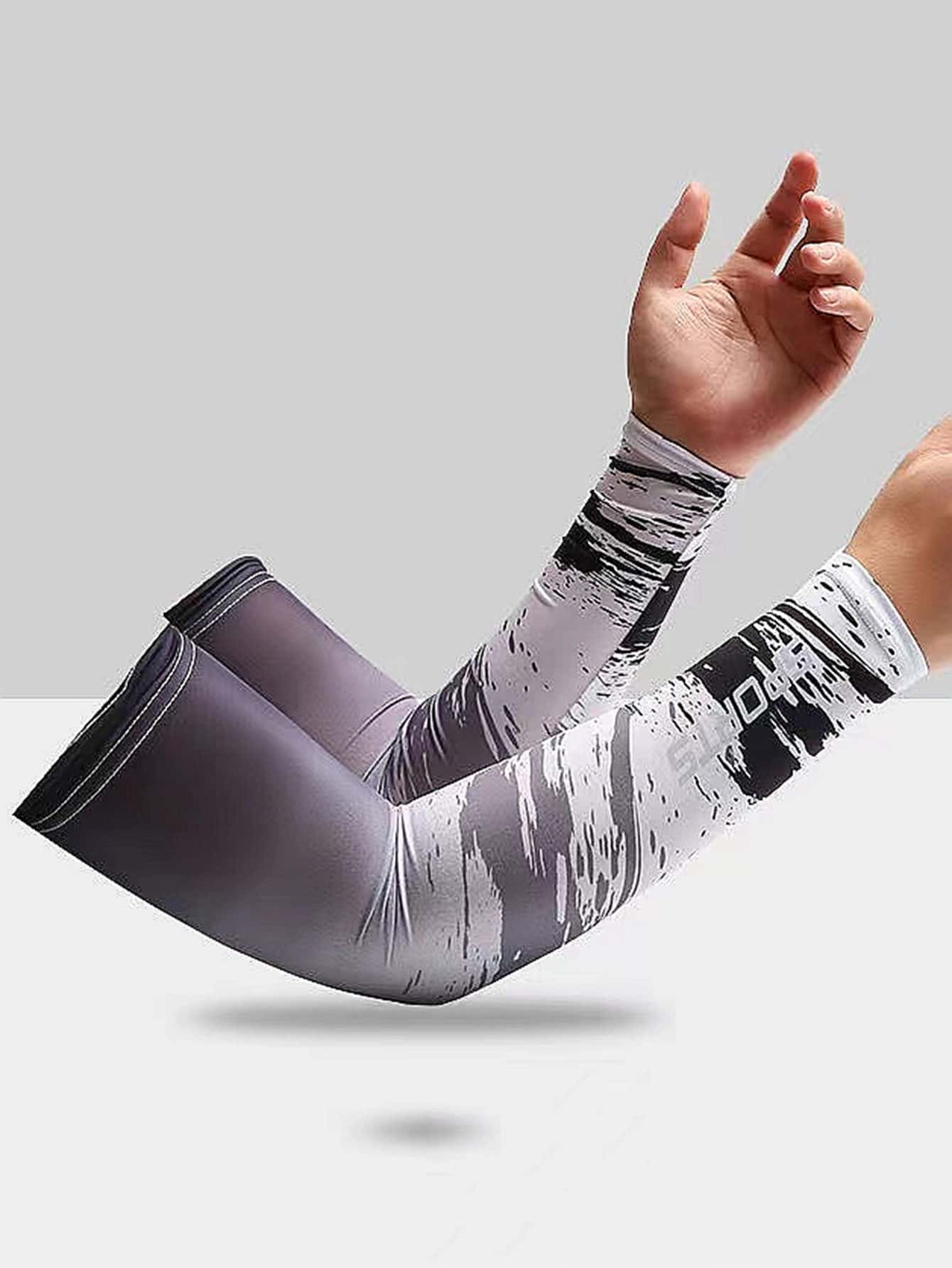 Men Letter Graphic Arm Sleeves - Black - View 1