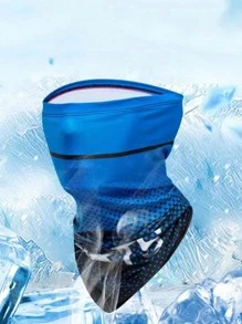 1 par Hombres con estampado de letra protección solar casual Mangas de brazo & 1 pieza Polaina de cuello para exterior - Azul - Ver 2