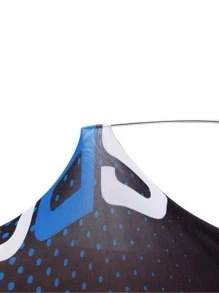 1 par Hombres con estampado de letra protección solar casual Mangas de brazo & 1 pieza Polaina de cuello para exterior - Azul - Ver 3