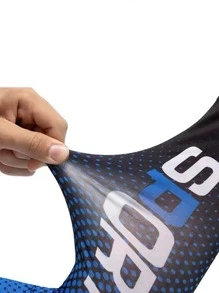 1 par Hombres con estampado de letra protección solar casual Mangas de brazo & 1 pieza Polaina de cuello para exterior - Azul - Ver 4