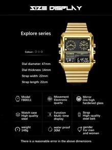 Foxbox Men's 3-Dial Date Quartz Watch - Gold - View 3