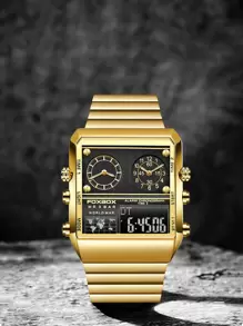 Foxbox Men's 3-Dial Date Quartz Watch - Gold - View 4