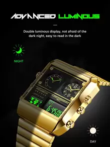 Foxbox Men's 3-Dial Date Quartz Watch - Gold - View 5