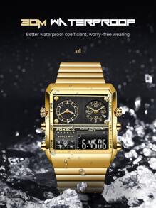 Foxbox Men's 3-Dial Date Quartz Watch - Gold - View 6