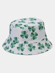 Sombrero cubo con estampado de trébol - Verde - Ver 2