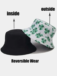 Sombrero cubo con estampado de trébol - Verde - Ver 3