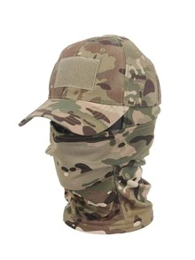 1pc Men Camo Print Hook-And-Loop Fastener Detail Casual Baseball Cap & 1pc Neck Gaiter For Outdoor Street - Multicolor - View 2