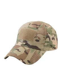 1pc Men Camo Print Hook-And-Loop Fastener Detail Casual Baseball Cap & 1pc Neck Gaiter For Outdoor Street - Multicolor - View 3
