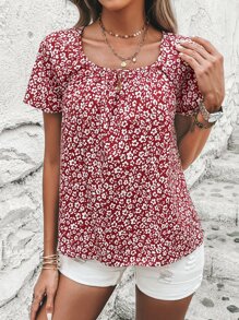 SHEIN LUNE 碎花襯衫 - 紅白色 - 查看 6
