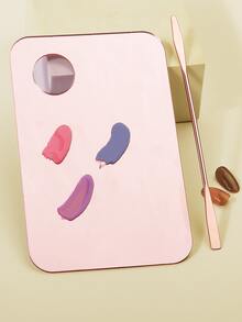 1pc Resin Nail Art Palette,Nail Art Painting Mixed Color Palette Golden Edge Nail Gel Color Makeup Display Board For Foundation Makeup Tools Eyeshadow Nail Art - Pink - View 2