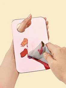 1pc Resin Nail Art Palette,Nail Art Painting Mixed Color Palette Golden Edge Nail Gel Color Makeup Display Board For Foundation Makeup Tools Eyeshadow Nail Art - Pink - View 5