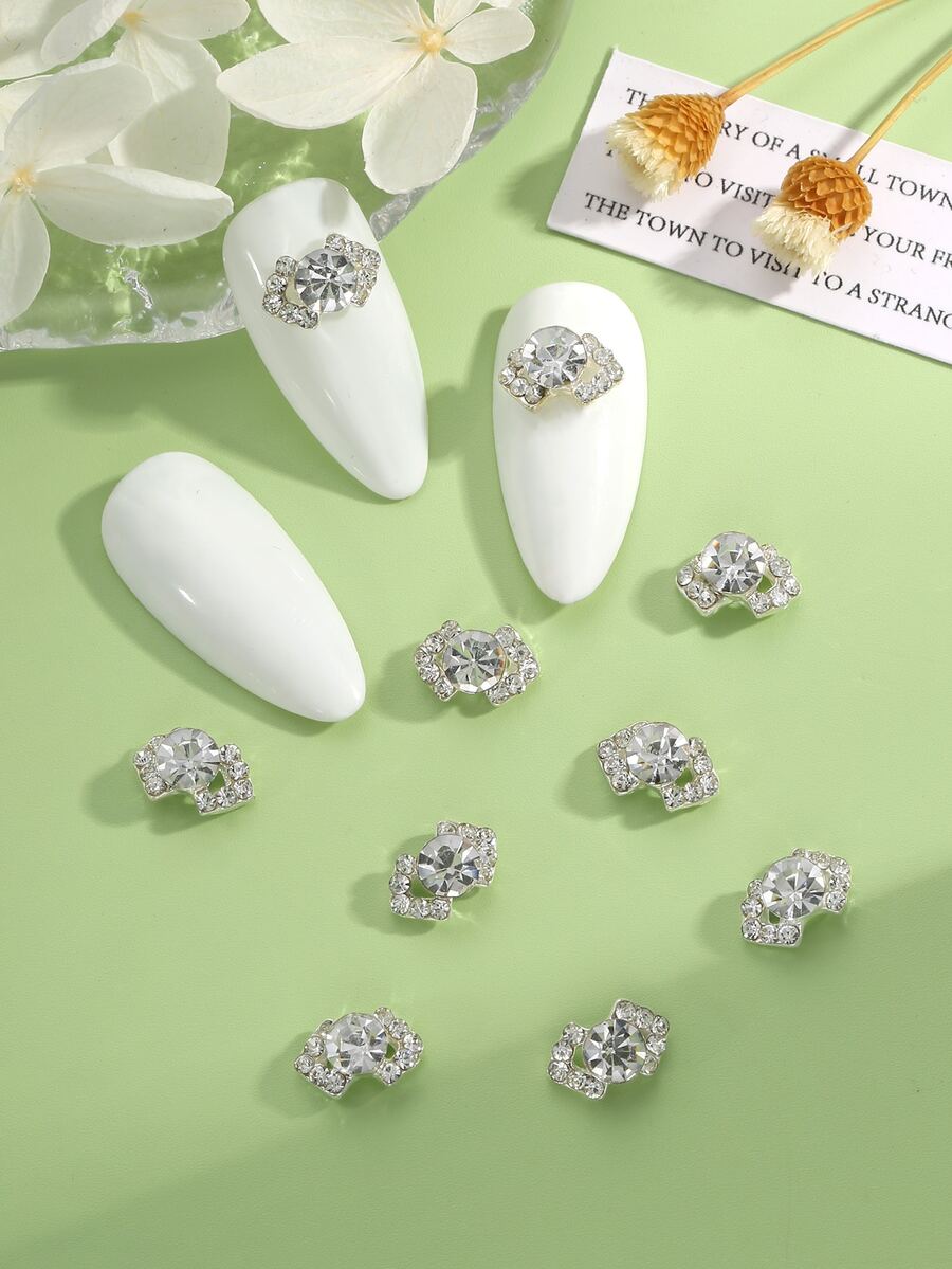 10 Cái Bạc Mô Phỏng Rhinestone Hình Học 3D Kim Loại Trang Trí Móng Tay Nghệ Thuật Trang Trí Móng Tay Thạch Anh Nghệ Thuật Làm Móng Phụ Kiện Trang Sức Quyến Rũ Móng Tay Cho Phụ Nữ Thiết Kế Trang Trí Móng Tay Tự Làm - Bạc - Xem 1