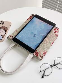 Bolso tote de hombro con patrón de búho de dibujos animados de color combinado doble asa de lona para diariamente - Multicolor - Ver 5