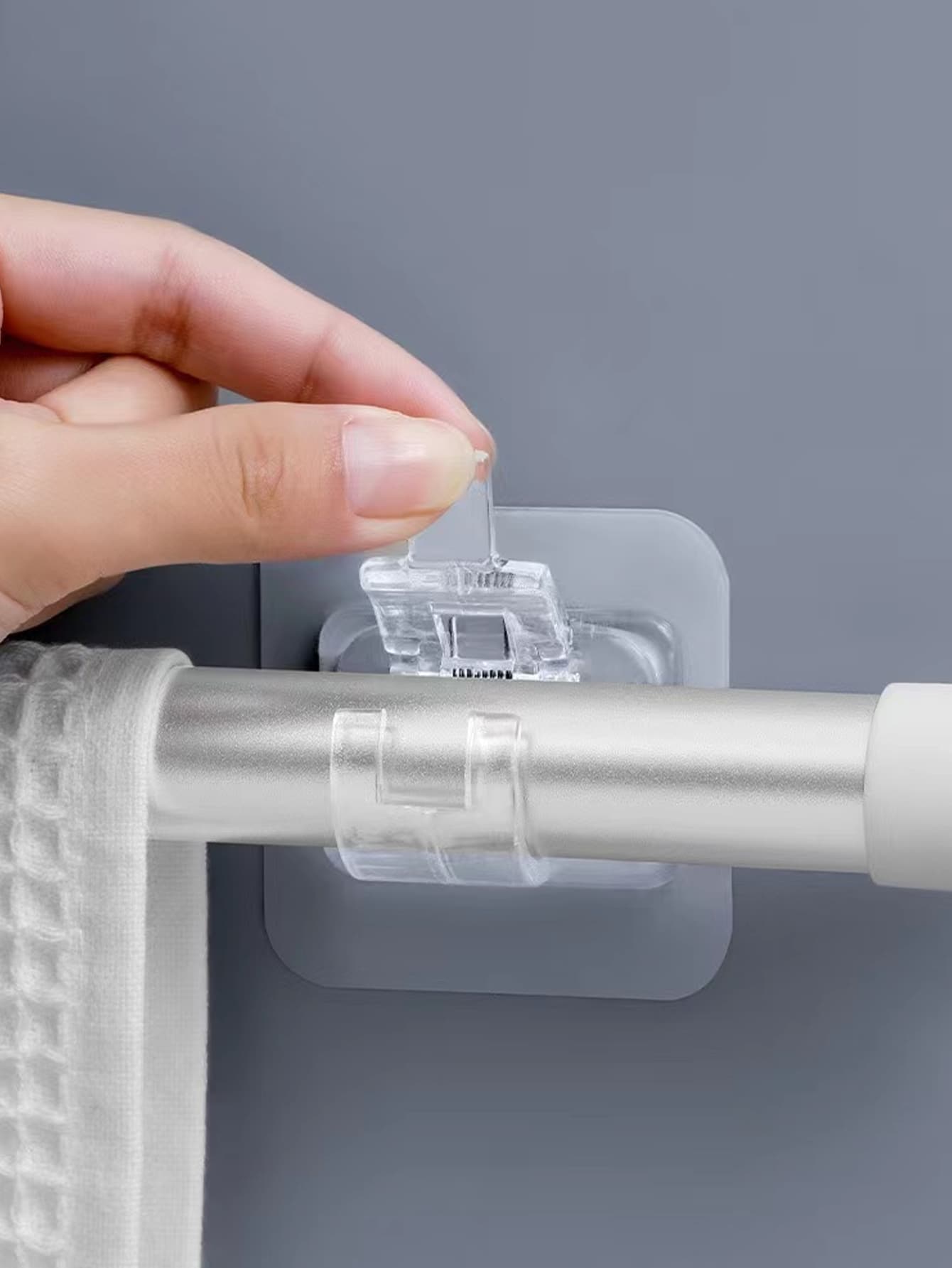 2pcs Clear Shower Curtain Rod Fixing Holder, Simple Clear Square Shaped Curtain Rod Holder For Bathroom Bathroom Decor Fall Decor Bathroom Accessories Back To School - White - View 1