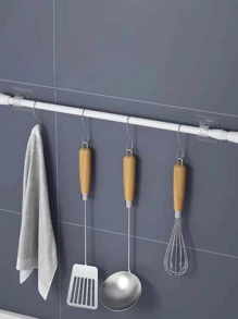 2pcs Clear Shower Curtain Rod Fixing Holder, Simple Clear Square Shaped Curtain Rod Holder For Bathroom Bathroom Decor Fall Decor Bathroom Accessories Back To School - White - View 4