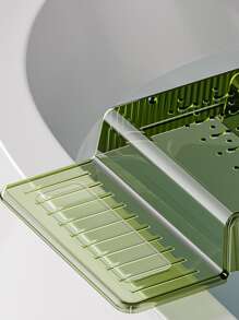 1個浴缸伸縮置物架,可折疊的浴室木桶沐浴收納架,可放置手機和其他物品的浴缸收納板和托盤 - 無色 - 查看 4