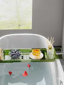 1個浴缸伸縮置物架,可折疊的浴室木桶沐浴收納架,可放置手機和其他物品的浴缸收納板和托盤 - 無色 - 查看 5