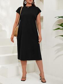 EURMUSE Robe t-shirt unicolore fendu