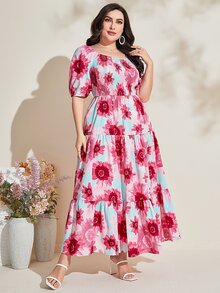 Mulvari 大碼印花荷葉邊連衣裙 - 彩色 - 查看 3