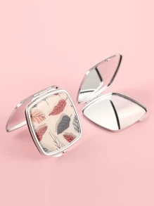 Foldable Leaf Print Mirror - Multicolor - View 1