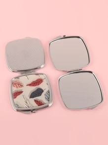 Foldable Leaf Print Mirror - Multicolor - View 2