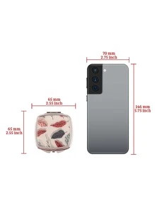 Foldable Leaf Print Mirror - Multicolor - View 3
