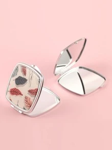 Foldable Leaf Print Mirror - Multicolor - View 4