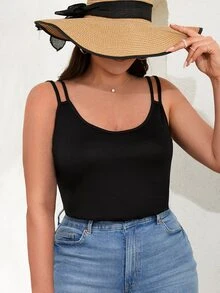 RueChic Top de tirantes unicolor - Negro - Ver 4