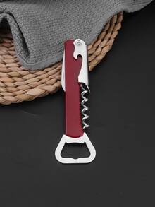 1pc Stainless Steel Wine Opener, Modern Corkscrew For Home - Burgundy - View 4