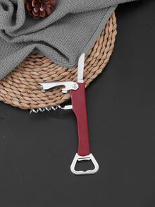 1pc Stainless Steel Wine Opener, Modern Corkscrew For Home - Burgundy - View 5