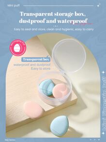 4入組化妝粉撲套裝和1入組收納盒，柔軟三角粉礦物粉撲用於面部化妝